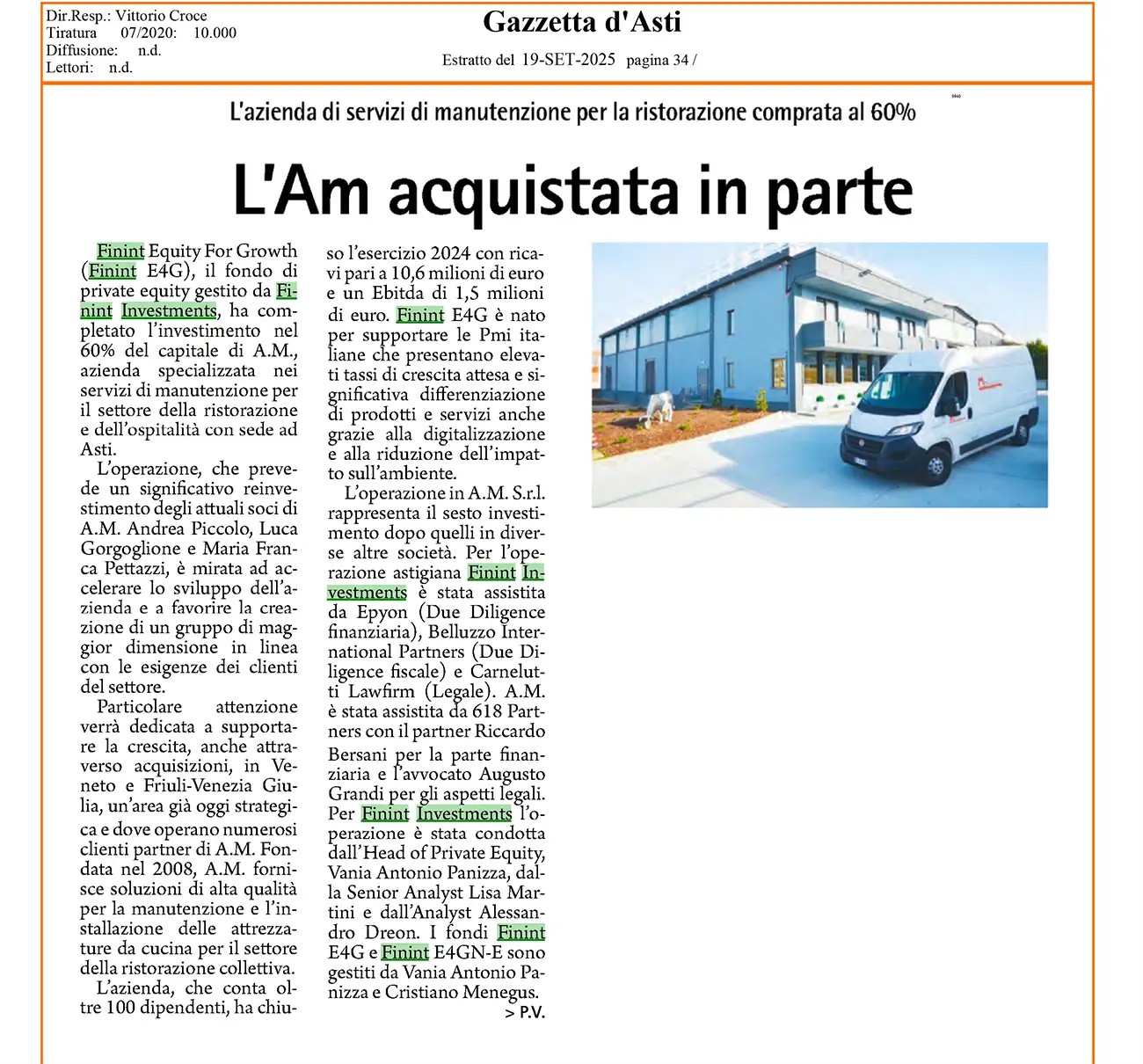 A.M. acquisita in parte